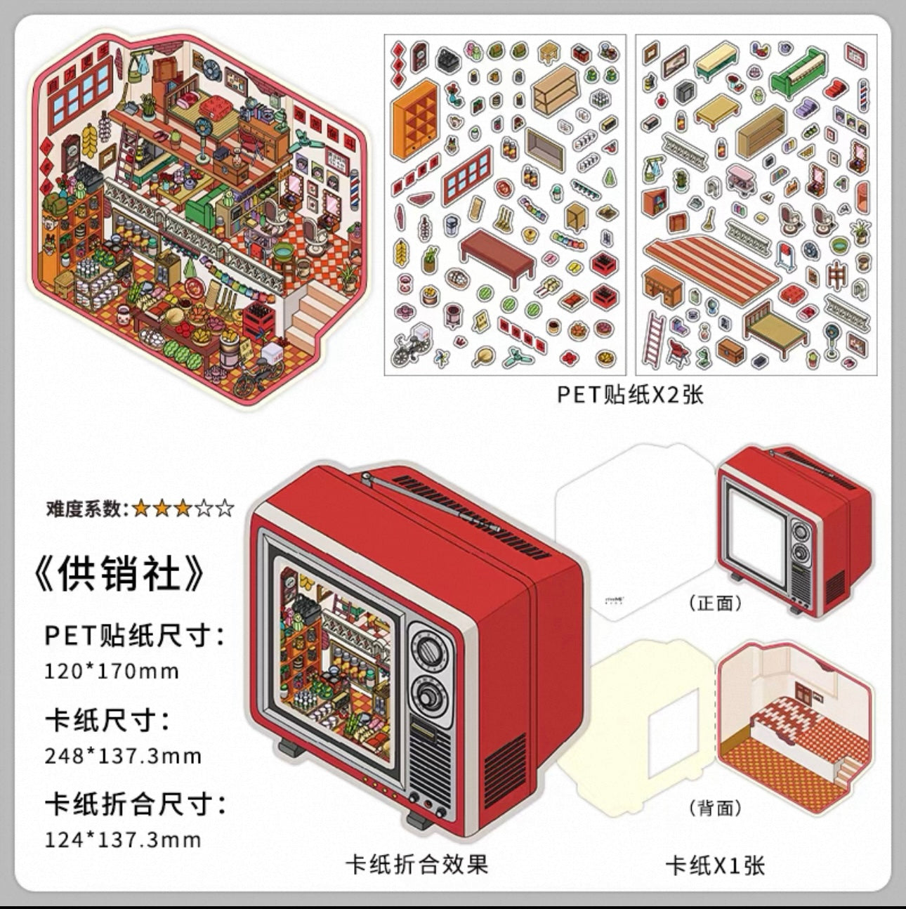 Today's business includes flip-style scenery stickers and miniature scenes