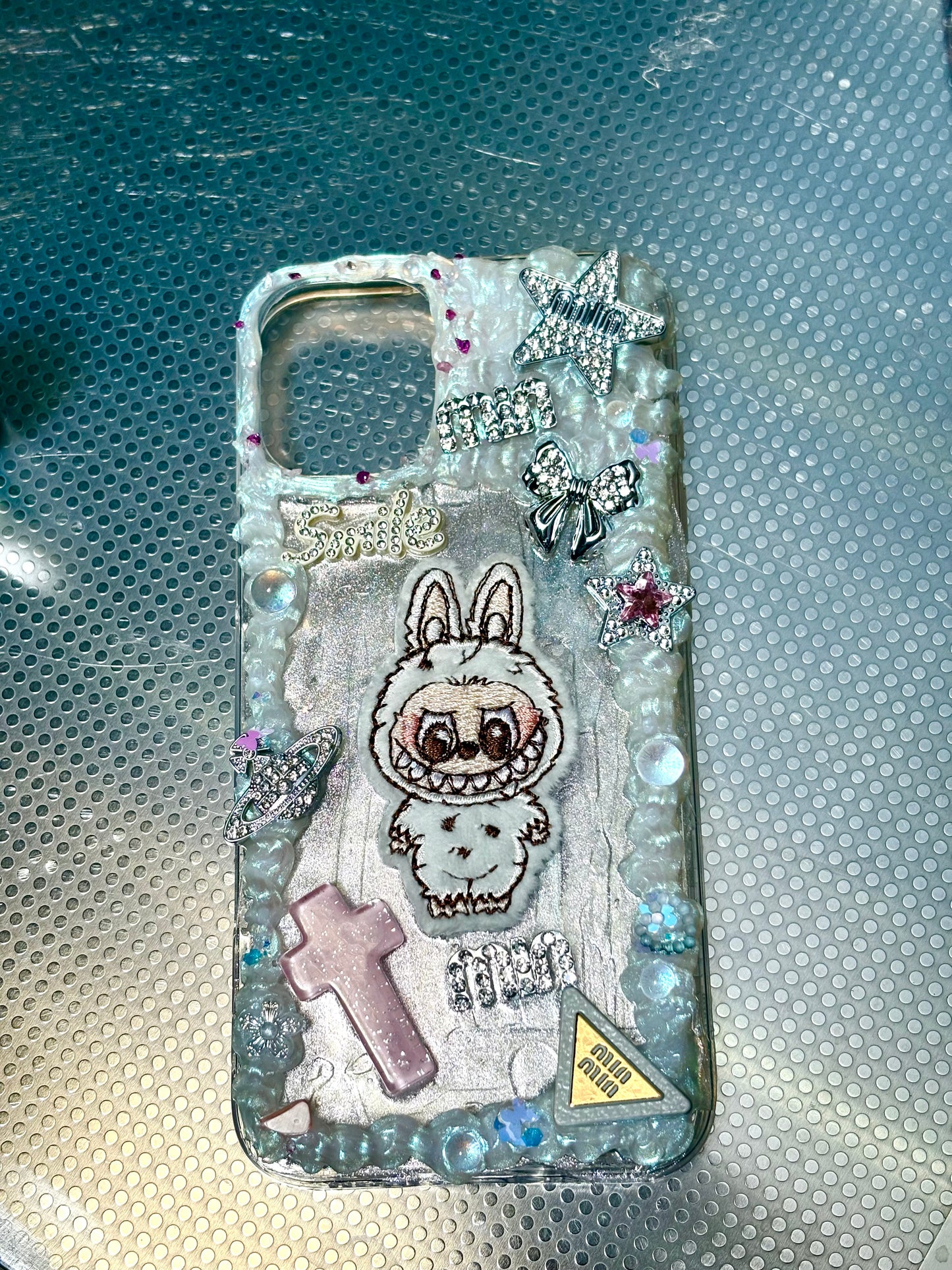 white Labubu Shining Phone Case
