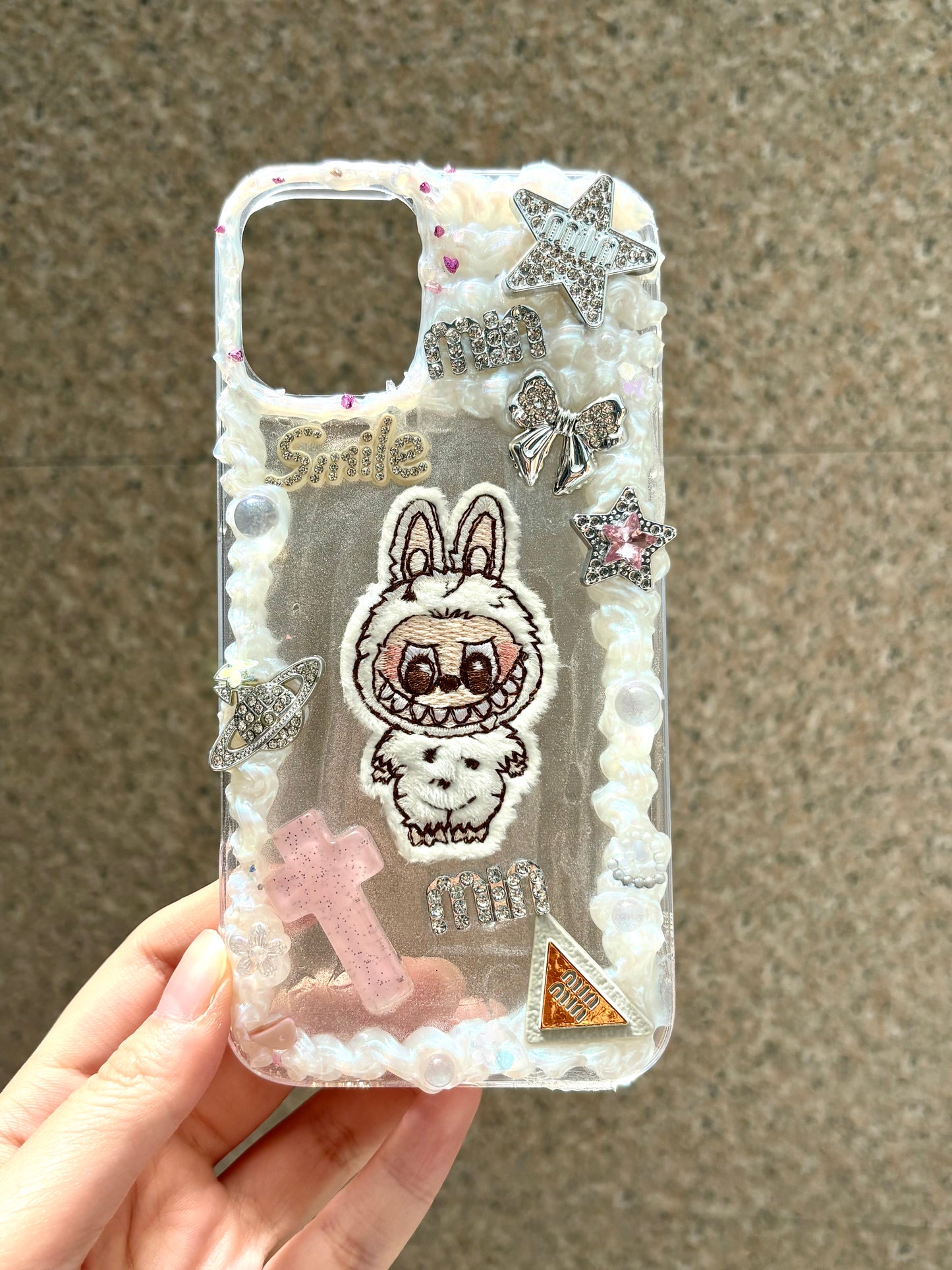 white Labubu Shining Phone Case