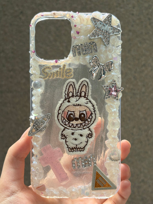 white Labubu Shining Phone Case