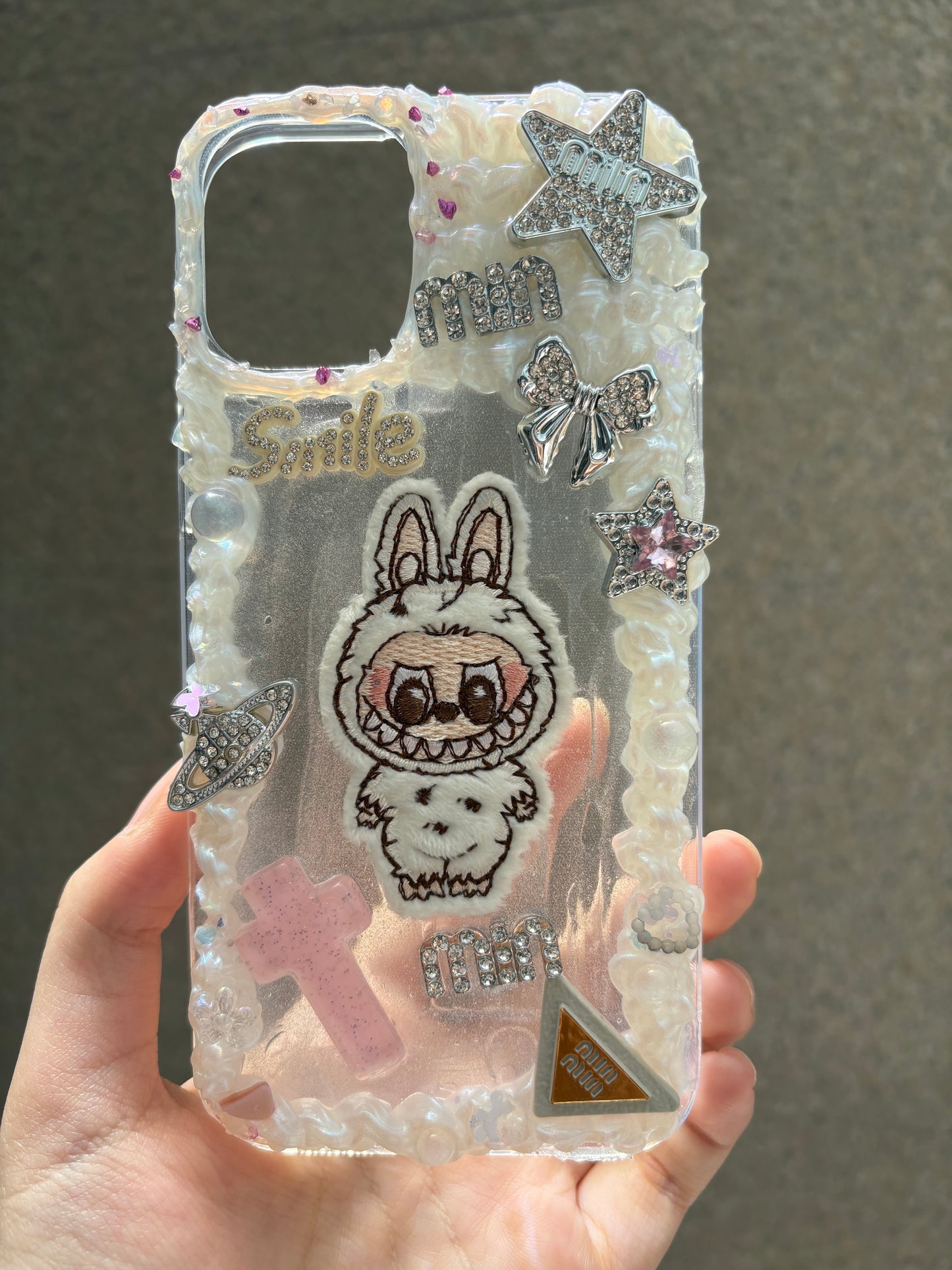 white Labubu Shining Phone Case